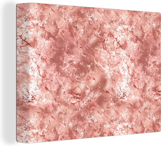Canvas Schilderij Rosé - Marmer - Stenen - Luxe - 80x60 cm - Wanddecoratie