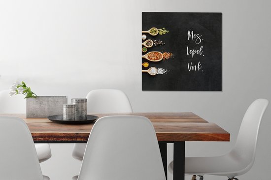 Tableau sur toile Cuisine - Proverbes - Couteau. Cuillère. Fourchette. - Citations - Couverts - 50x50 cm - Décoration murale