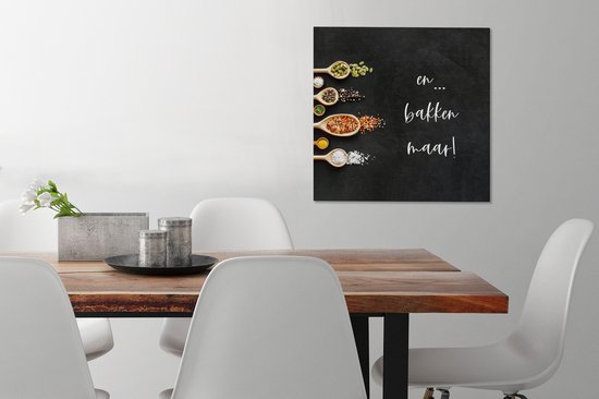 Tableau sur toile Et... c'est parti ! - Cuisine - Proverbes - Citations - Herbes - 50x50 cm - Décoration murale