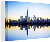 Canvas Schilderij Skyline - New York - Water - 90x60 cm - Wanddecoratie