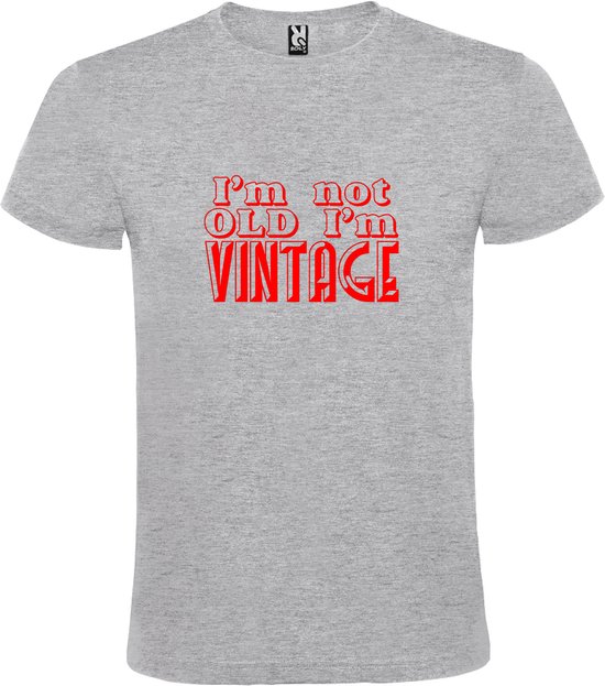 Grijs T-Shirt met “ I'm not Old I'm Vintage “ print  Rood Size S