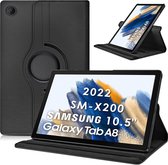 Hoes geschikt voor Samsung Galaxy Tab A8 – Samsung tab A8 (2021 / 2022) geschikt hoes – 360° draaibaar tablethoes – Zwart