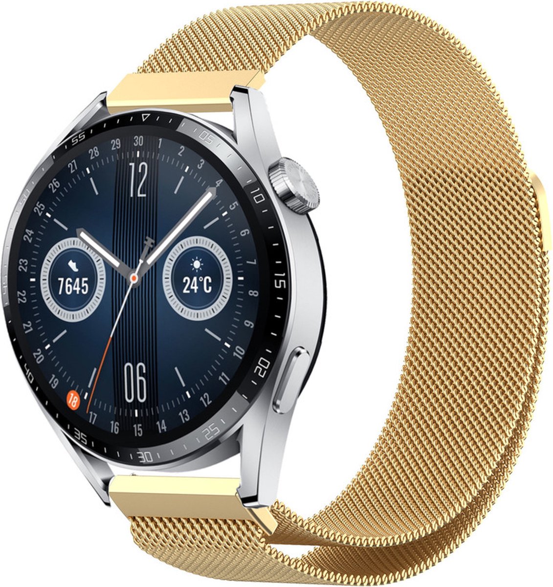 Milanees bandje - goud, geschikt voor Huawei 3 & GT 2 - 46 mm