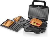 Nedis Multi grill - Grill / Sandwich / Waffle - 700 W - 22 x 12.5 cm - Automatische temperatuurregeling - Kunststof / Roestvrij Staal