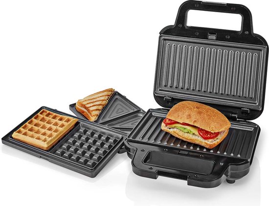 Foto: Nedis multi grill grill sandwich waffle 700 w 22 x 12 5 cm automatische temperatuurregeling kunststof roestvrij staal