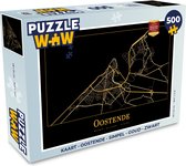 Puzzel Kaart - Oostende - Simpel - Goud - Zwart - Legpuzzel - Puzzel 500 stukjes