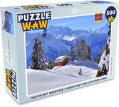 Puzzel Hut in het winterse landschap van Zwitserland - Legpuzzel - Puzzel 500 stukjes
