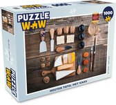 Puzzel Houten tafel met kaas - Legpuzzel - Puzzel 1000 stukjes volwassenen