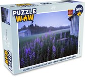Puzzel Houten schuren op een leeg veld in Finland - Legpuzzel - Puzzel 500 stukjes