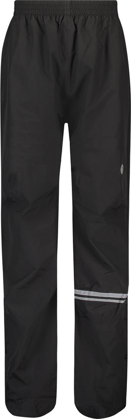 Pantalon de pluie noir avec une bande réfléchissante sur le bas de la jambe.