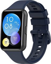 Siliconen Smartwatch bandje - Geschikt voor Huawei Watch Fit 2 siliconen bandje - donkerblauw - Strap-it Horlogeband / Polsband / Armband