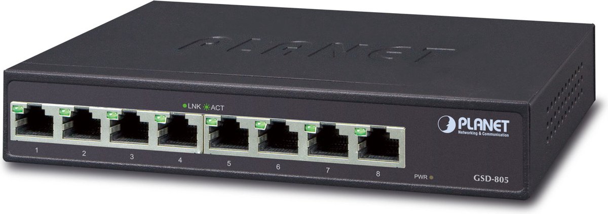Planet 8-Port 1000Base-T Desktop Gigabit Switch Int. Power