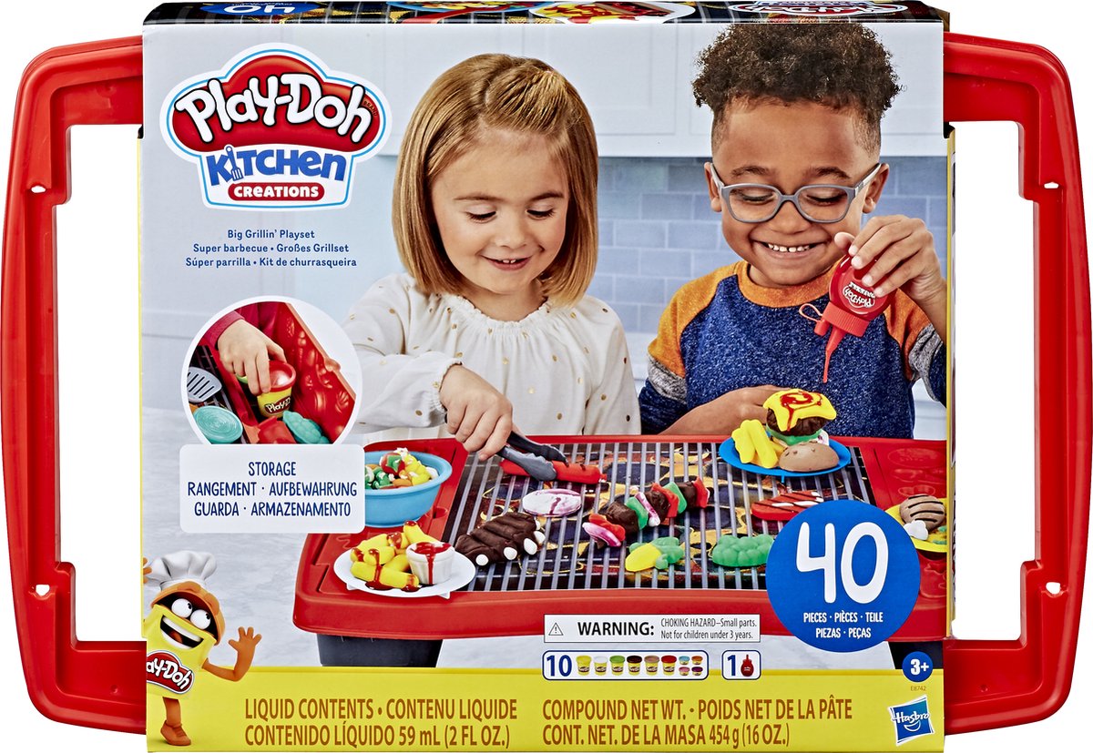 PLAY-DOH - Kitchen Creations - Super barbecue - speelgoedgrill voor kinderen met 40 stuks - niet giftig en 10 kleuren