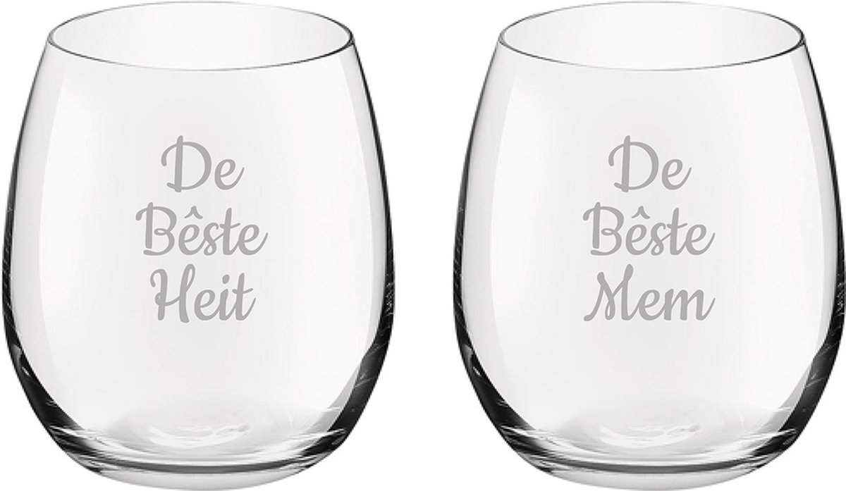 Gegraveerde Drinkglas 39cl De Bêste Mem-De Bêste Heit
