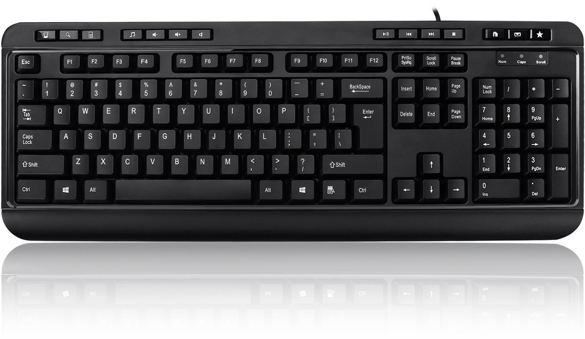 AKB-132HB - multimedia toetsenbord met 3 poort USB-hub - QWERTY layout