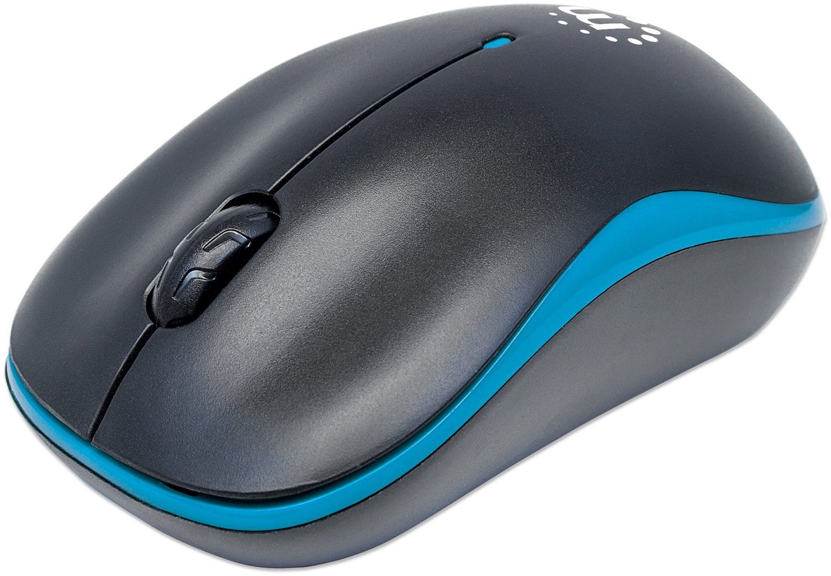 Manhattan Success Draadloze muis Radiografisch Optisch Zwart, Blauw 3 null Rechtshandigen, Linkshandigen