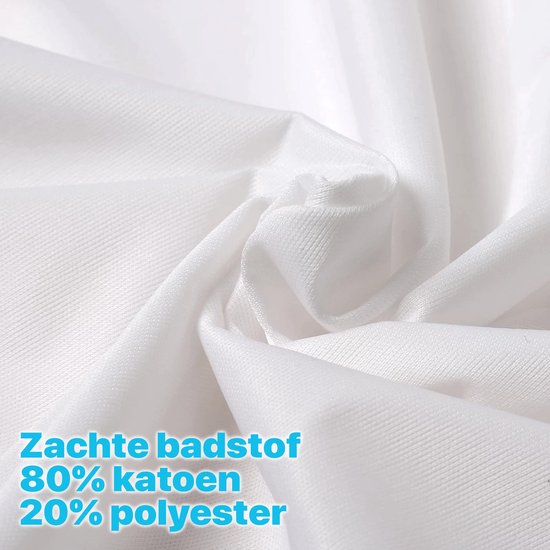 Gros plan détaillé du tissu molleton blanc et doux (80 % coton, 20 % polyester) avec texture.