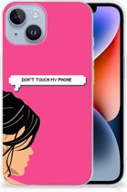 Smartphone hoesje Geschikt voor iPhone 14 Back Case Siliconen Hoesje Woman Don't Touch My Phone