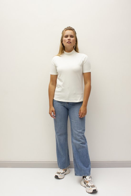 MOOI! Company - Dames T-shirt - MAARTJE - Turtleneck - Losse pasvorm - kleur Ecru- XXL