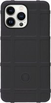 RUGGED SHIELD Rubber Bumper Case Hoesje Geschikt voor iPhone 14 Pro Max - Zwart