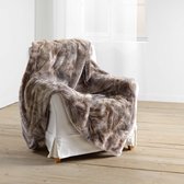 Wicotex-Plaid-deken-fleece plaid kunst bont antartic 180x220cm choco polyester hoog polig-Zacht en warme Fleece deken.