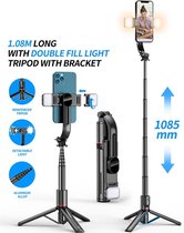 Selfie Stick Tripod - Smartphone Statief - Lichtfunctie - Tripod - 360° Rotatie - Bluetooth Afstandsbediening - Lange Batterijduur - iPhone - Samsung - - Selfiestick Universeel