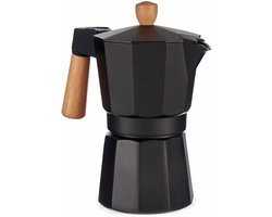 Italian Coffee Pot 6 Cups Wood Aluminium