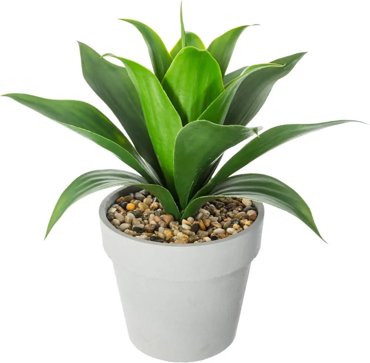 Atmosphera Aloe Vera kunstplant - in pot van cement - H34 cm - Nepplanten Grijs