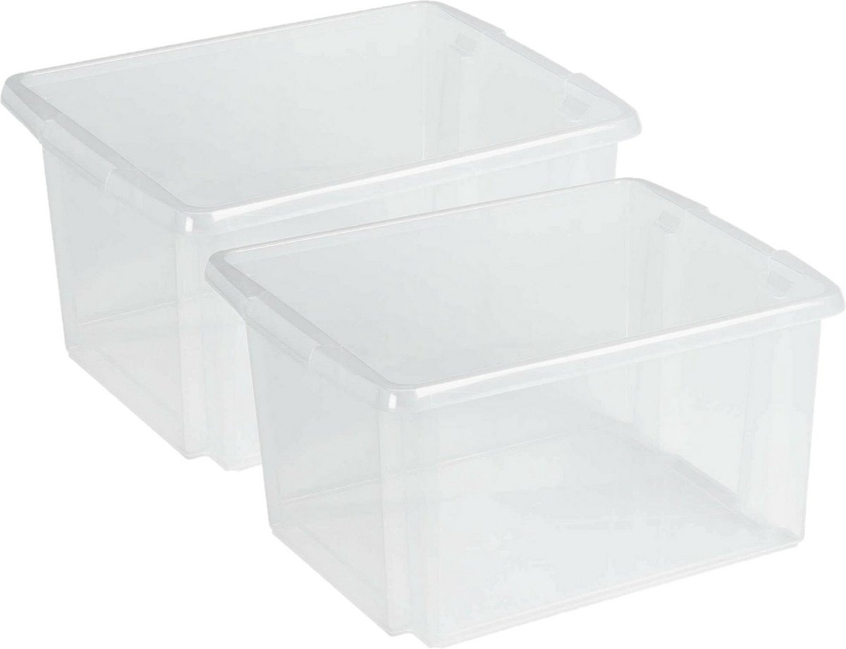 Sunware Opslagbox Nesta - 4x - kunststof - 32L - transparant - 45 x 36 x 24 cm - stapelbaar