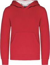 K453 - Sweat Kinder Capuche Capuche Contrastée, Rouge/Jaune, Taille 12/14 Ans