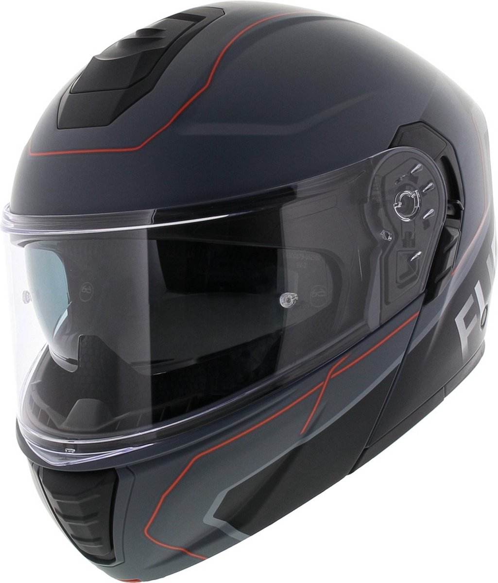 Vito Furio 2 systeemhelm mat zwart rood XXL motorhelm scooterhelm brommerhelm