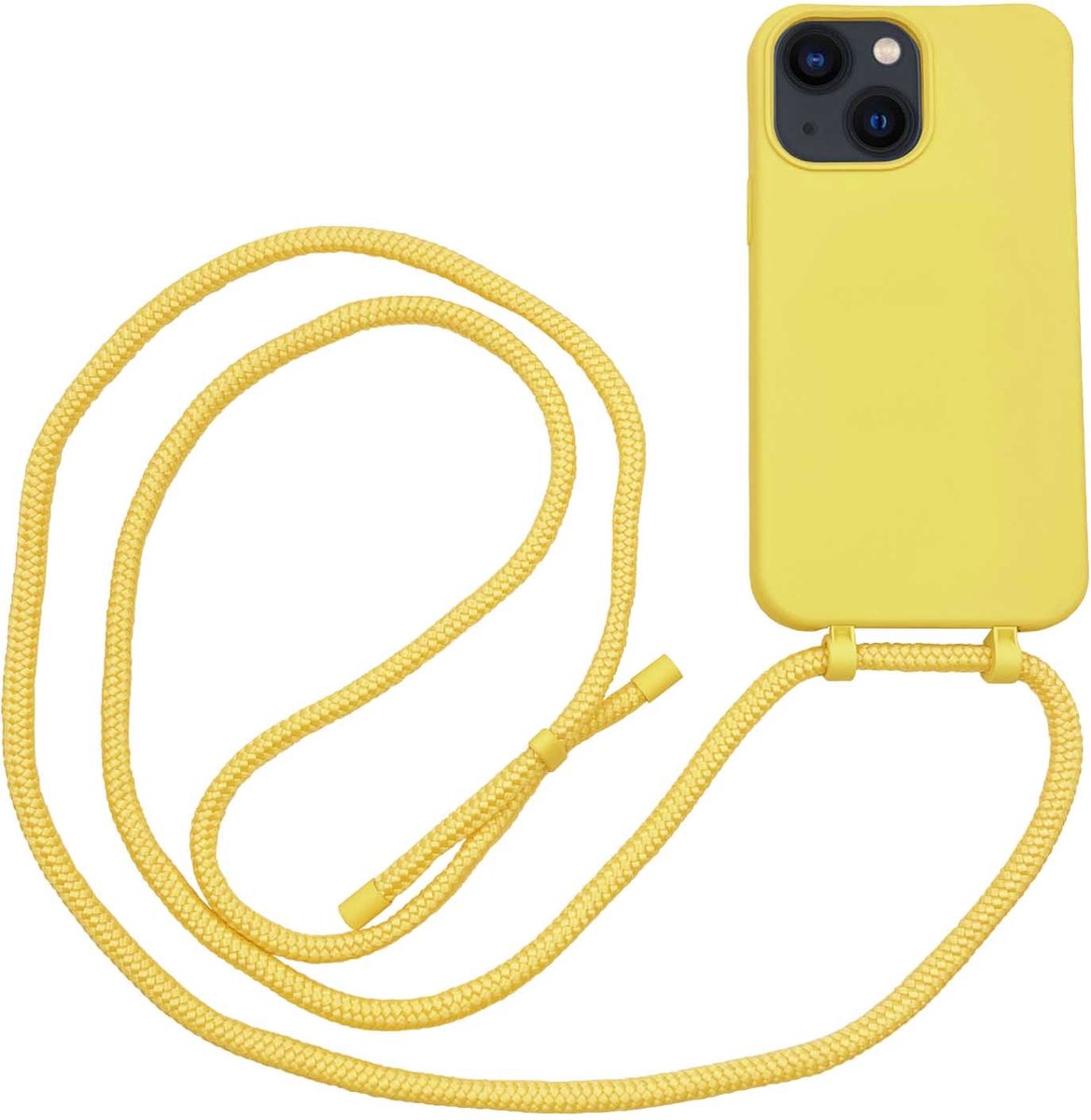 Høyde - Geschikt voor iPhone 13 Mini - Telefoonhoes met koord - Geel