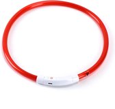 Lichtgevende Halsband Hond - USB Oplaadbaar - Rood - 60 - 70 cm - Honden Lampje Halsband - LED Halsband Hond - Hondenverlichting