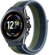 Strap-it Nylon smartwatch bandje - geschikt voor Fossil Gen 6 44mm / Gen 5 / Gen 5e 44mm - moss green