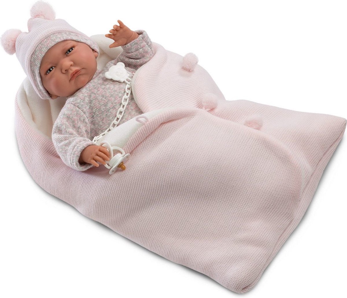 Llorens Huilende Babypop Lala Roze met geluid in Tas 42 cm