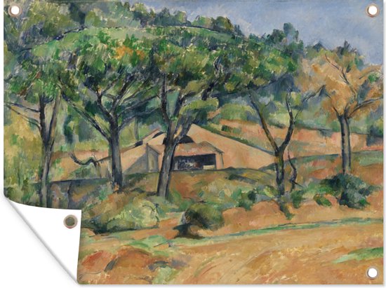 Tuinschilderij House in Provence - schilderij van Paul Cézanne - 80x60 cm - Tuinposter - Tuindoek - Buitenposter