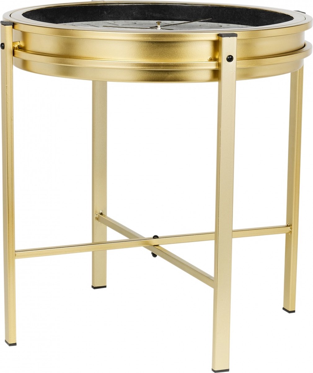 Home&Styling - Bijzettafel - met - klok - goudkleurig