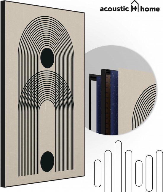 Akoestische panelen - Geluidsisolatie - Akoestische wandpanelen - Akoestisch schilderij AcousticPro® - paneel met grafisch element - Design 7 - basic - 100x70 - Wit- Wanddecoratie - woonkamer - geluidsdemper - studio schuim