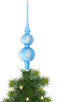 Pic/Pince de sapin - verre - H30 cm - bleu décoré - Décorations de Noël