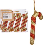 16x stuks kunststof kersthangers zuurstokken rood/goud 11 cm kerstornamenten - Kunststof ornamenten kerstversiering