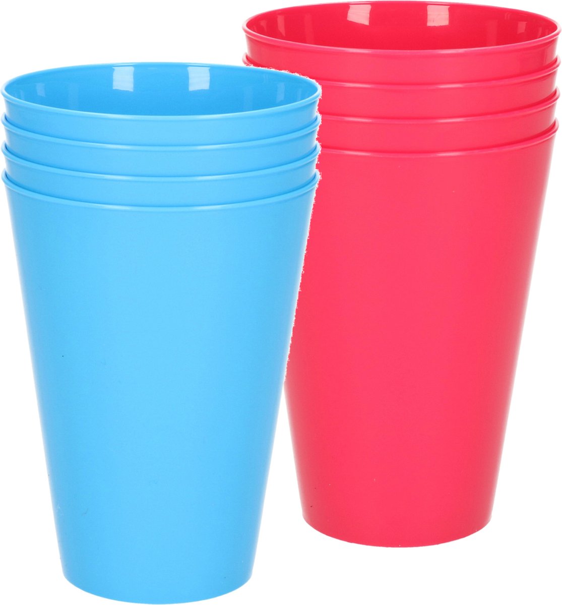 Goedkoopste 8x stuks onbreekbare kunststof drinkglazen 430 ML in het blauw en roze - Camping/verjaardag/peuters/kleuters