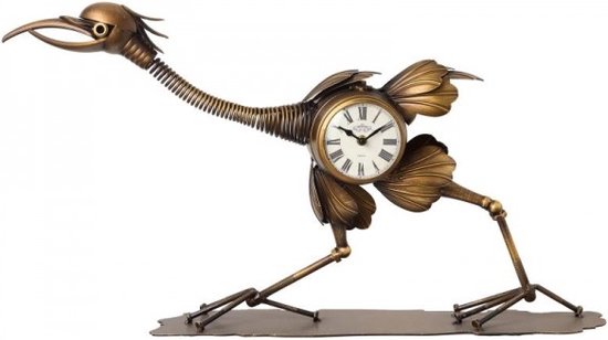 tafelklok - 43 cm hoog - kraanvogel klok brons