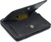 Hunterson compacte Portemonnee voor heren en dames uit leder, Kaarthouder met RFID-bescherming, Portefeuille met muntvak en plaats voor 6 kaarten, Magic Wallet, Zwart