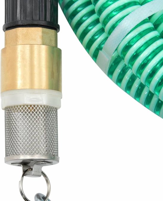 vidaXL Zuigslang met messing koppelingen 1,1'' 10 m PVC groen
