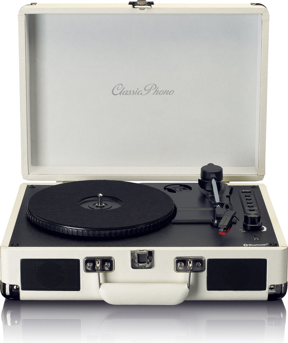 Classic Phono TT-115CR - Retro Platenspeler met Bluetooth en 2 ingebouwde Speakers - Crème