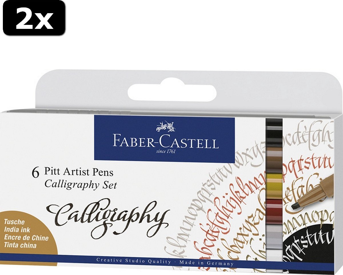 2x Faber Castell FC-167506 Tekenstift Faber-Castell Pitt Artist Pen Kalligrafieset 6x
