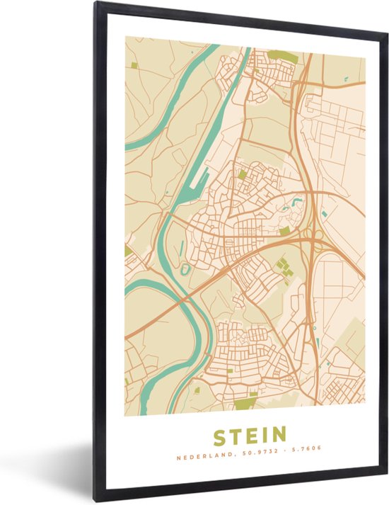 Fotolijst incl. Poster - Stadskaart - Plattegrond - Stein - Kaart - 40x60 cm - Posterlijst