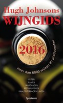 Boekomslag van 'Hugh Johnsons Wijngids 2016' met focus op een wijnkurk met 2016 erop.