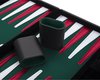 Afbeelding van het spelletje Backgammon 11 inch groen/ rood/ wit gestikt