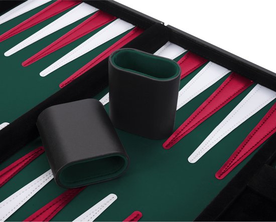 Jeu de société - ENGELHART - Backgammon de voyage 9 - Similicuir rouge - Portable - Durable